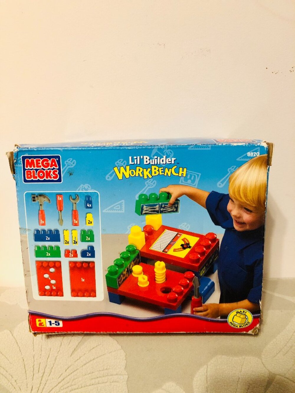 VINTAGE Mega Bloks Lil’ Builder Workbench #8820 (2000) WITH BOX - Rare Set!